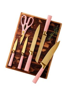 Chrome Club Pink & Gold 6-Piece Kitchen Knife Set